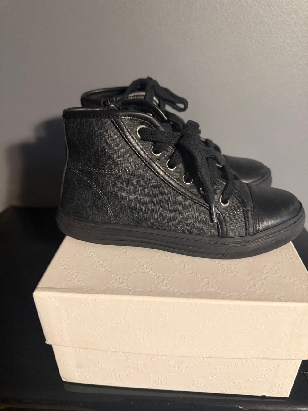Gucci Kids Black High-Top Logo Sneakers
